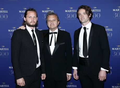 VERSAILLES, FRANCE - MAY 20:  Jean Charles de Castelbajac (C) and his sons Louis-Marie de Castelbajac and Guilhem de Castelbajac are pictured arriving at Martell Cognac's 300th anniversary event at the iconic Palace of Versailles..on May 20, 2015 in Versailles, France.  (Photo by Julien M. Hekimian/Getty Images for Martell Cognac)
