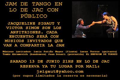 Nouvelle Jam Sesión de Tango chez Jacqueline Sigaut [à l'affiche]