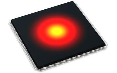 Illustration of a hot computer chip