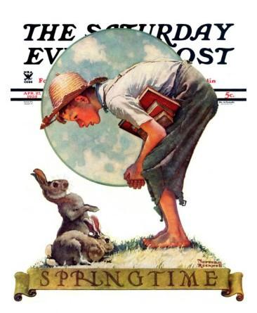 norman-rockwell-springtime-1935-boy-with-bunny-saturday-evening-post-cover-april-27-1935