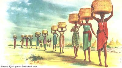 Femmes Kyabé portant la récolte de coton