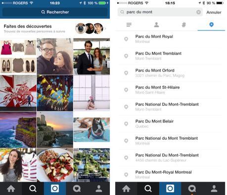 Moteur de recherche plus intéressant sur Instagram pour iOS et Android