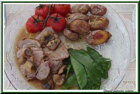 rôti de veau aux champignons, petites rattes soufflées et tomates confites-30