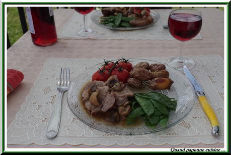 rôti de veau aux champignons, petites rattes soufflées et tomates confites-33