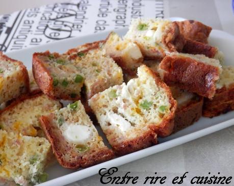 Cake salé au Lait ribot, Petits Pois, Féta, Jambon fumé et Mimolette