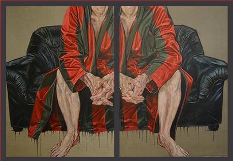 Les bandes du vieux paillard, 2015, Acrylique sur toile,  (140x100cm)x2