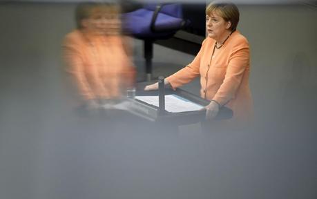 Angela Merkel pendant le débat sur la Grèce, le 1er juillet, à Berlin.