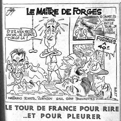 Pierre Rollot, dit Siro, l’une des figures incontournables du dessin omnisport pendant des années. Mais c’est pendant le Tour de France qu’il donnait le meilleur de lui-même. Son style caractéristique, tout en angle mais d’une justesse parfaite a très longtemps animé les bas de pages sportives de la NR.