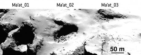 3 fosses sur la comète Tchouri