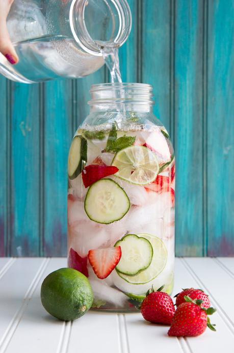 strawberry lime cucumber and mint water