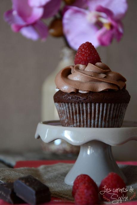 Cupcakes chocolat-framboise – Topping Mascarpone/Chocolat