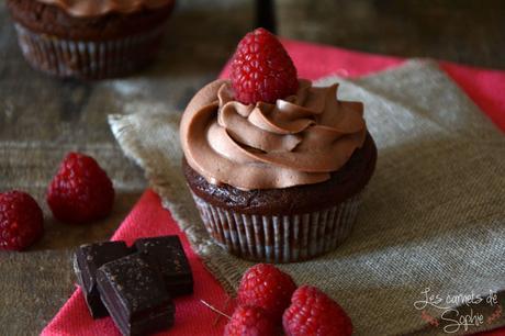 Cupcakes chocolat-framboise – Topping Mascarpone/Chocolat