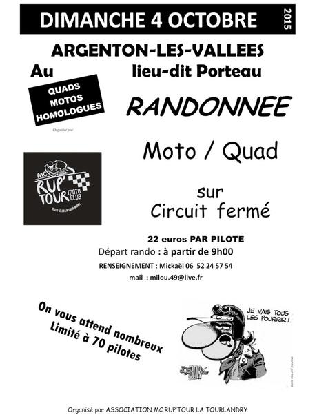 Rando Moto/Quad du Moto Club de La Tourlandry (49) le 4 octobre 2015