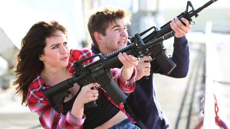 SHARKNADO 3: OH HELL NO! -- Pictured:  (l-r) Ryan Newman as Claudia Shepard, Jack Griffo as Billy -- (Photo by: Raymond Liu/Syfy)