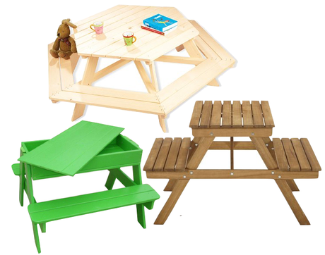 Table de pique-nique en bois pour enfant.