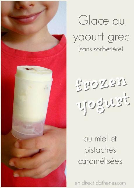 Frozen yogurt au miel de thym grec et pistaches caramélisées