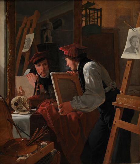 874px-Wilhelm_Bendz_-_A_Young_Artist_(Ditlev_Blunck)_Examining_a_Sketch_in_a_Mirror_-_Google_Art_Project1