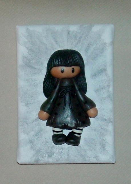 p'tit tableau 3D avec fillette en porcelaine froide