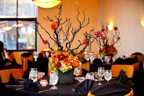 Mariage thème automne centres-table-branches-arbre
