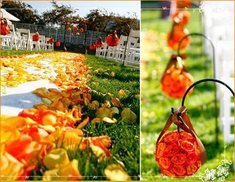 Mariage thème automne decor-boule-roses-oranges