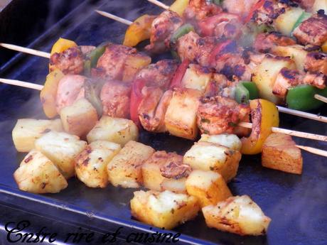Brochettes de Poulet mariné aux épices Tandoori et Ananas