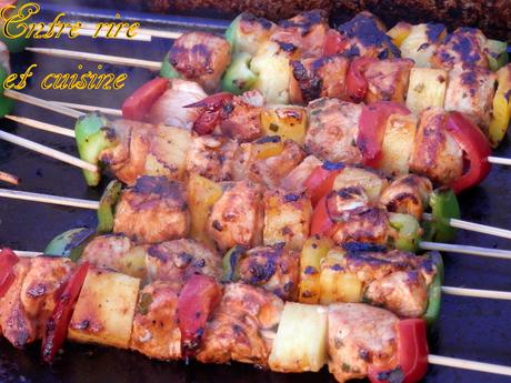 Brochettes de Poulet mariné aux épices Tandoori et Ananas