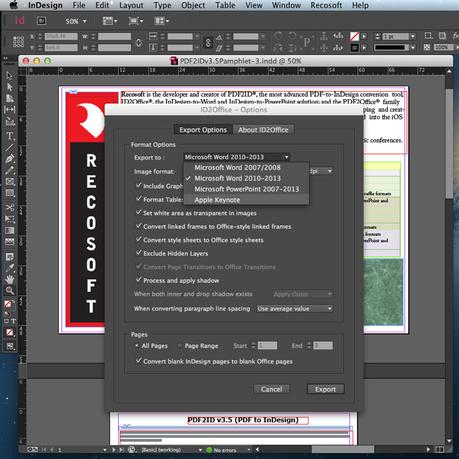 plugin indesign, conversion vers word powerpoint