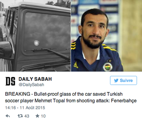 Un joueur de Fenerbahçe se fait tirer dessus
