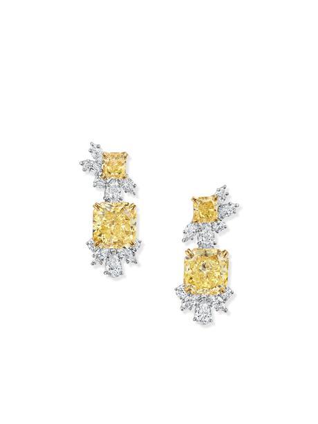 Diamond and Yellow Diamond Earrings