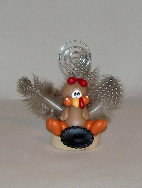 Porte-photo avec p'tit poule en porcelaine froide