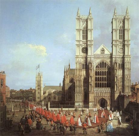 1749 abbaye de westminster avec la procession de l'ordre du bain