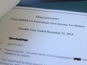 première tax return, déclaration d'impôt USA