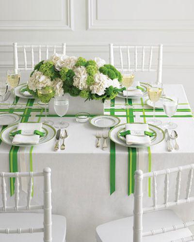 Une décoration de table vert anis et blanc | À Découvrir