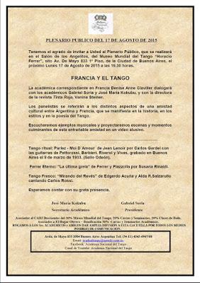 Demain, à la Academia Nacional del Tango, causerie à quatre pour le Plenario [Chroniques d'Argentine]