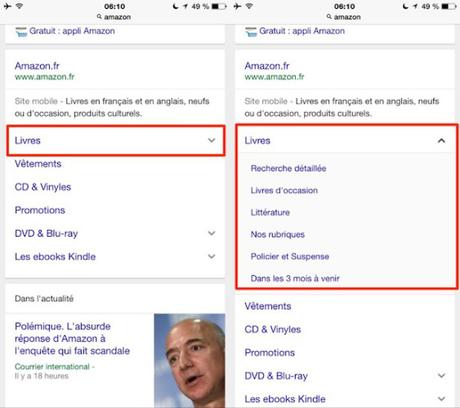 Google teste les liens sitelink extensibles sur la recherche mobile