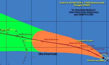 Ouragan classe 1 Danny passera sans doute au NORD de la Guadeloupe