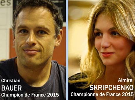 Christian Bauer et Almira Skripchenko sacrés champion et championne de France d'échecs 2015 © FFE
