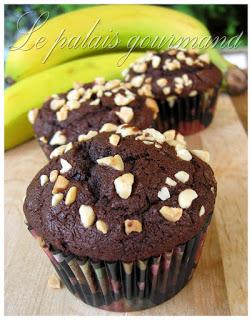 Muffins aux bananes double chocolat