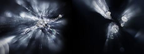 Collier “Magnétique” en or jaune 18K serti d’un diamant taille ovale de 1,5 carat, 1151 diamants taille brillant pour 21,2 carats et 28 cabochons de cristal de roche pour 101 carats.
