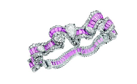 BRACELET GROS GRAIN SAPHIR ROSE
JCAD93005
750/1000e or blanc, diamants
et saphirs roses