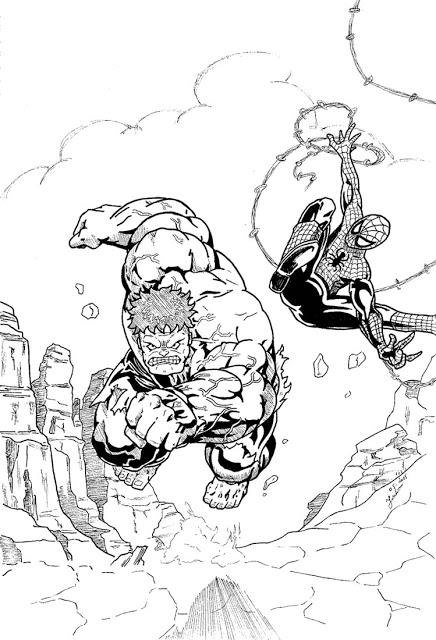 Encrage Hulk et Spiderman par Juju Gribouille