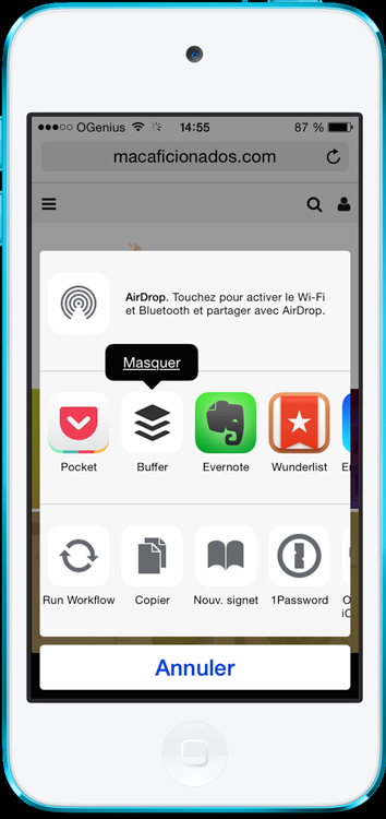 Astuce iOS 9: réorganiser le menu d’actions