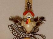 fourchette bois décorative avec poule porcelaine froide