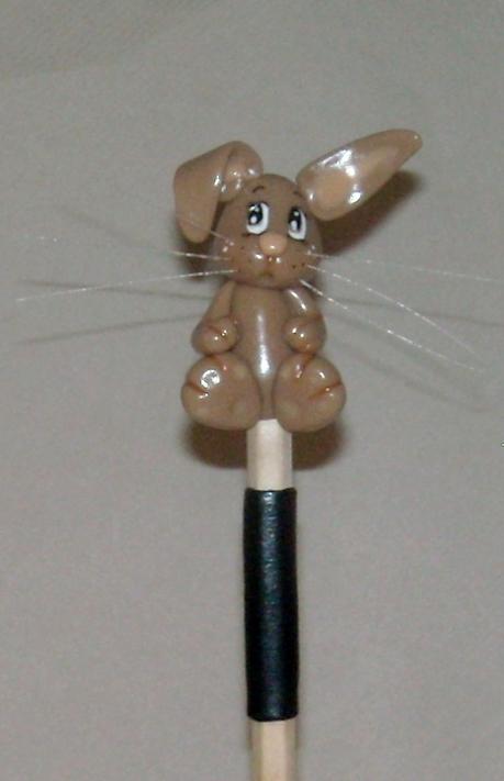 crayon avec p'tit chat/souris/lapin en porcelaine froide
