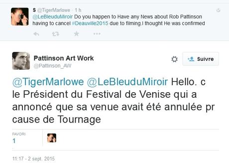 Deauville 2015 : Pattinson absent