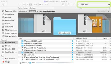 Astuce OS X El Capitan: bien gérer les tags