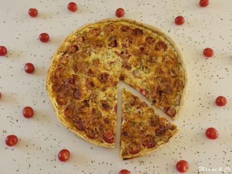 Tarte au pesto et aux tomates cerises