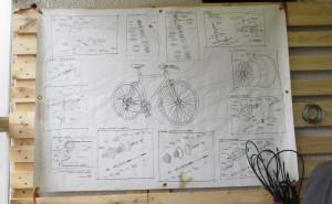 Un plan détaillé de vélo à l'atelier. 
