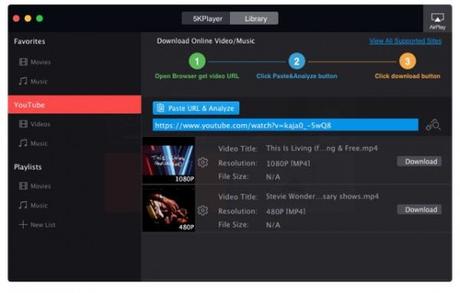 5KPlayer : la solution ultime pour le téléchargement-stream AirPlay de vidéos/clips musicaux (+ offre gratuite liée avec MacX Video Converter Pro)
