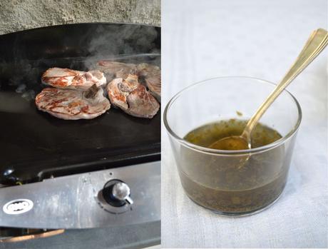 Gigot d'agneau à la plancha et petits pois sauce à la menthe